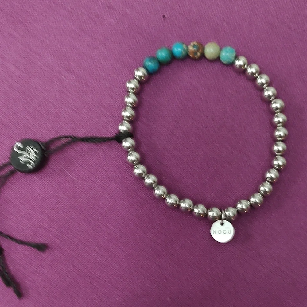 Silver and Turquoise Beaded Bracelet - Picture 3 of 4